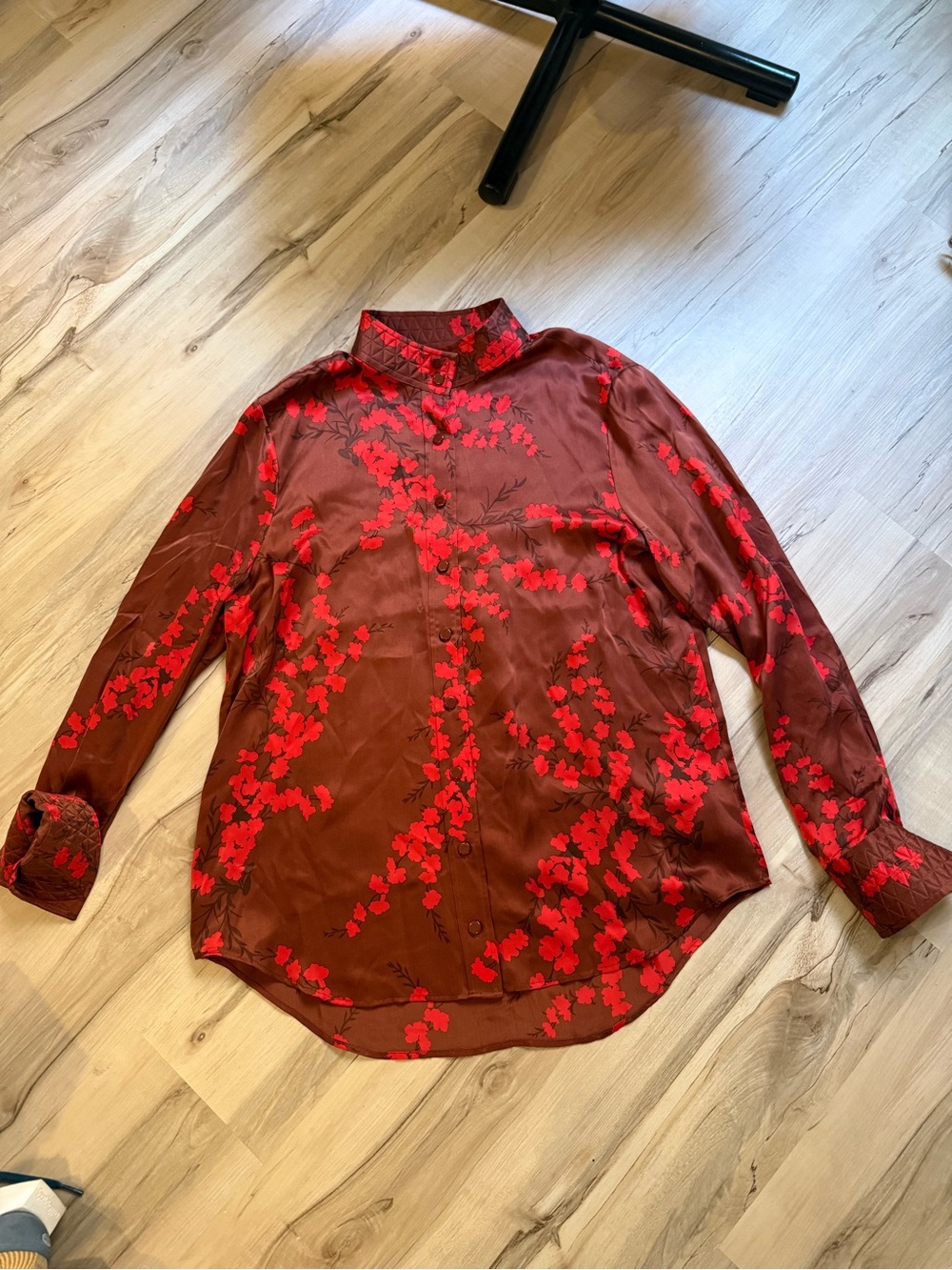 Equipment Red Floral Silk Blouse size xl